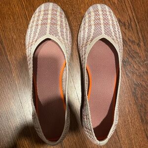 Beige Plaid Slip-On Flats with Canvas Texture